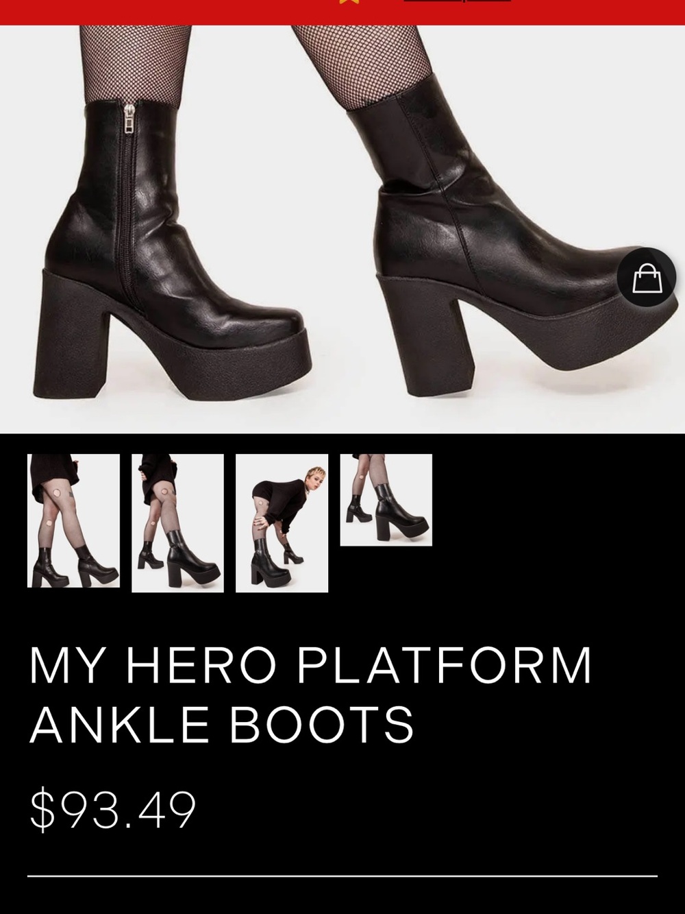 Black Platform Block Heel Ankle Boot - Picture 6 of 6